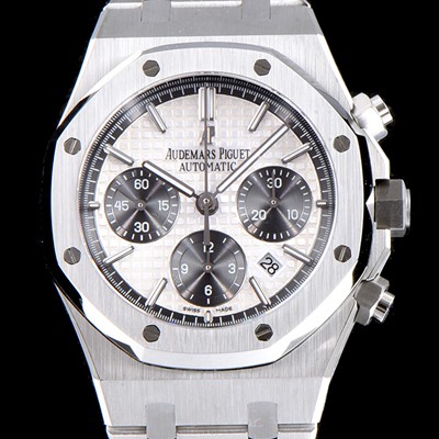 SA급 오데마피게 남성용 NEW 로얄오크 26331ST.OO.1220ST.03 41mm 사이즈 드레스 워치!! 크로노그래프 화이트 와플 다이얼 브레이슬릿 신형 ETA 7750B-2 오토매틱 무브먼트 AUD0140 xx