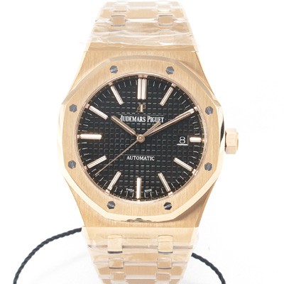 SA급 오데마피게 남성용 하이엔드 로얄오크 15400OR.OO.1220OR.01 18K 로즈골드 오토매틱 Cal.3120타입 41mm 블랙 와플 다이얼 AUD0152 xx
