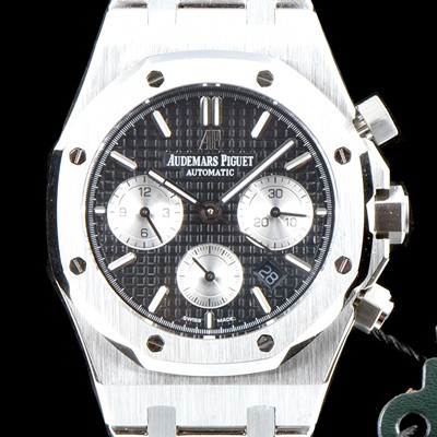 SA급 오데마피게 남성용 NEW 로얄오크 26331ST.OO.1220ST.02 41mm 사이즈 드레스 워치!! 크로노그래프 블랙 와플 다이얼 브레이슬릿 신형 ETA 7750B-2 오토매틱 무브먼트 AUD0145 xx