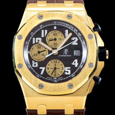 SA급 오데마피게 남성용 VIP타입!!로얄오크 오프쇼어 26470BA.OO.1000BA.01 크로노그래프 18K 옐로우 골드 케이스 블랙 3D와플 다이얼 오토매틱 무브먼트 AUD0134 xx