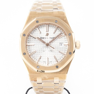 SA급 오데마피게 남성용 하이엔드 로얄오크 15400OR.OO.1220OR.02 18K 로즈골드 오토매틱 Cal.3120타입 41mm 실버 와플 다이얼 aud6563 xx