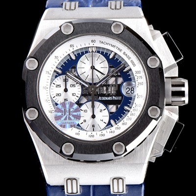 SA급 오데마피게 남성용 로얄오크 오프쇼어 루벤 바리첼로 블랙 세라믹 베젤 크로노그래프 스켈레톤 다이얼 오토매틱 무브먼트 AUD0250 xx