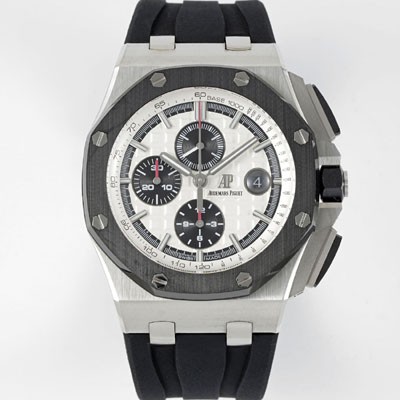 SA급 오데마피게 남성용 NEW MOVT UP!! 로얄오크 오프쇼어 26400SO.OO.A002CA.01 블랙 세라믹 베젤 크로노그래프 화이트 와플 다이얼 오토매틱 무브먼트 AUD0203 xx