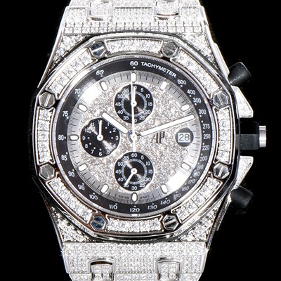 SA급 오데마피게 남성용 최고급 소재!!로얄오크 오프쇼어 26473BC.ZZ.8043BC.01 최상급쥬얼 화이트 골드 풀다이아몬드 세팅 크로노그래프 브레이슬릿 일본 수입산 VK쿼츠 무브먼트 AUD0101 xx