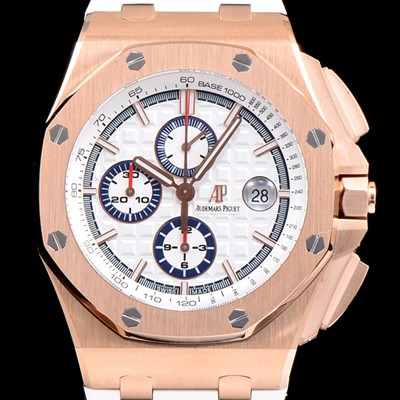 SA급 오데마피게 남성용 로얄오크 오프쇼어 26408OR.OO.A010CA.01 섬머에디션!!크로노그래프 18K 로즈골드 화이트 와플 다이얼 오토매틱 무브먼트 AUD0210 xx