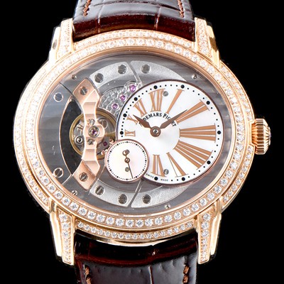 SA급 오데마피게 남성용 밀레어리 럭셔리 베젤 투라인 77247OR.ZZ.A812CR.01 18K 로즈골드 실버&골드 스켈레톤 다이얼 오토매틱 무브먼트 AUD0115 xx