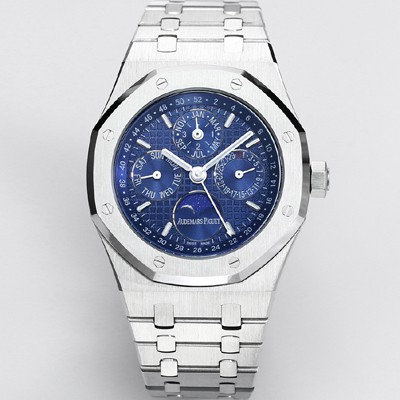 SA급 오데마피게 남성용 로얄오크 26574 퍼페츄얼 캘린더 문페이즈 41mm 블루 다이얼 신형 5134 오토매틱 무브먼트 AUD4201 xx