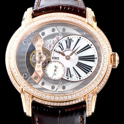 SA급 오데마피게 남성용 밀레어리 럭셔리 베젤 투라인 77247OR.ZZ.A812CR.01 18K 로즈골드 실버&골드 스켈레톤 다이얼 오토매틱 무브먼트 AUD0113 xx