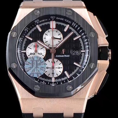 SA급 오데마피게 남성용 NEW MOVT UP!! 로얄오크 오프쇼어 26401RO.OO.A002CA.01 18K 로즈골드 블랙 세라믹 베젤 크로노그래프 블랙 와플 다이얼 오토매틱 무브먼트 AUD40200 xx