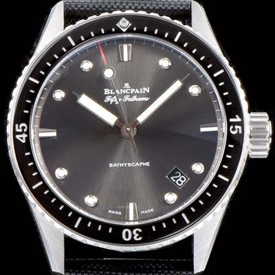 SA급 블랑팡 남성용 피프티 패덤스 5000-1110-B52A 바티스카프 칼리버1315 다이버 워치 티타늄 베젤 그레이 다이얼 오토매틱 무브먼트 BLA4230 xx