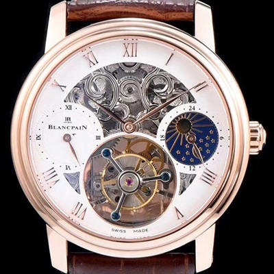 SA급 블랑팡 남성용 VIP타입 리얼 뚜르비용 18k 로즈골드 화이트 다이얼 투어빌론 무브먼트 BLA4215 xx