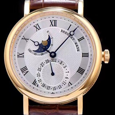 SA급 브레게 남성용 클레식 워치 18k 옐로골드 케이스 문페이즈 화이트 텍스쳐 다이얼 오토매틱 무브먼트 BRG4215 xx