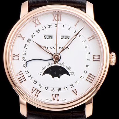 SA급 블랑팡 남성용 빌레레 컴플리케티드 파운션 6664-3642-55B 문페이즈 18k로즈골드 화이트 다이얼 BLA4203 xx