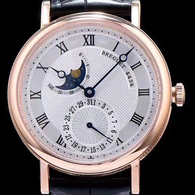 SA급 브레게 남성용 클레식 워치 18k 로즈골드 케이스 문페이즈 화이트 텍스쳐 다이얼 오토매틱 무브먼트 BRG4210 xx