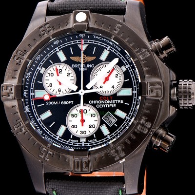SA급 브라이틀링 남성용 원드라이더 44mm 크로노그라프 쿼츠 블랙다이얼 BRE0442 xx
