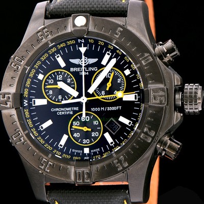 SA급 브라이틀링 남성용 원드라이더 44mm 크로노그라프 쿼츠 블랙다이얼 BRE0400 xx