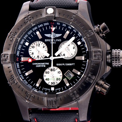SA급 브라이틀링 남성용 원드라이더 44mm 크로노그라프 쿼츠 블랙다이얼 BRE0401 xx