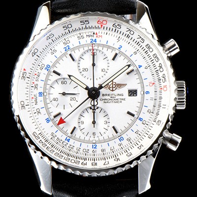 SA급 브라이틀링 남성용 업그레이드형!!네비타이머 월드 A2432212|G571|756P|A20BA.1 지엠티 크로노그래프 화이트 다이얼 오토매틱 무브먼트 BRE0211 xx