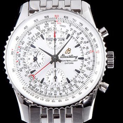 SA급 브라이틀링 남성용 네비타이머 몽블리앙 다토라 46mm 크로노그래프 화이트 다이얼 오토매틱 무브먼트 BRE40214 xx
