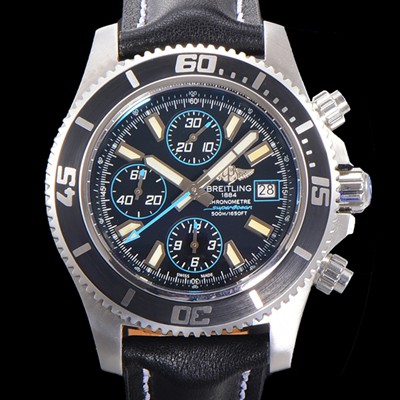 SA급 브라이틀링 남성용 에어로마린 슈퍼오션 어비스 크로노그래프 오토매틱 Eta7750-2 타입 44mm 가죽줄 블랙다이얼 bre8927 xx