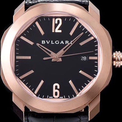 SA급 불가리 남성용 옥토101963 BGOP41BGLD 워치 18k 로즈 골드 블랙 다이얼 오토매틱 무브먼트 BVL4200 xx