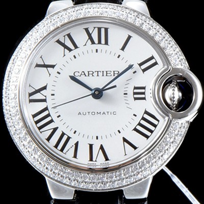 SA급 까르띠에 남성용 신형 UP!!발롱블루 드 까르띠에 WE900651 33-36mm 사이즈 최상급 다이아몬드 세팅 베젤 화이트 실버 썬더스트 다이얼 오토매틱 무브먼트 CAR0006 xx