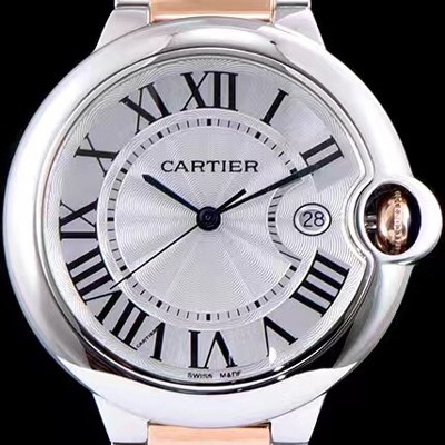 SA급 까르띠에 남성용 발롱블루 드 까르띠에 W6920095 42사이즈 18k 로즈골드 화이트 다이얼 쿼츠 무브먼트 CAR0022 xx