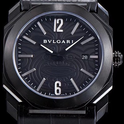 SA급 불가리 남성용 옥토 베스트에디션 올 블랙 마오리 타투 패턴 다이얼 오토매틱 무브먼트 BVL4306 xx