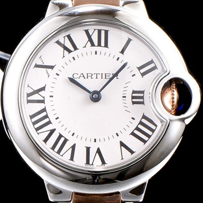 SA급 까르띠에 남성용 발롱블루 드 까르띠에 33mm사이즈 화이트 다이얼쿼츠 무브먼트 CAR0020 xx