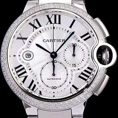 SA급 까르띠에 남성용 발롱블루 드 까르띠에 WE902001화이트 다이얼 크로노그래프 업버전 7750-2 오토매틱 무브먼트 CAR0132 xx