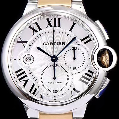SA급 까르띠에 남성용 발롱블루 드 까르띠에 W6920063화이트 다이얼 크로노그래프 업버전 7750-2 오토매틱 무브먼트 CAR0100 xx