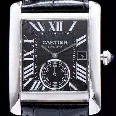 SA급 까르띠에 남성용 탱크 블랙 다이얼 오토매틱 무브먼트 CAR0013 xx