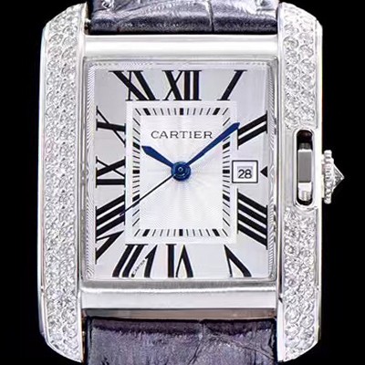 SA급 까르띠에 남성용 탱크 화이트 다이얼 쿼츠 무브먼트 CAR0053 xx