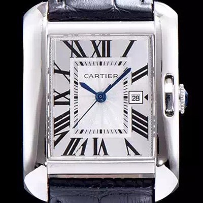 SA급 까르띠에 남성용 탱크 화이트 다이얼 쿼츠 무브먼트 CAR0007 xx