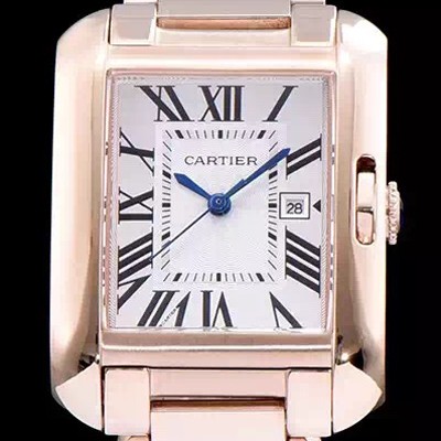 SA급 까르띠에 남성용 탱크 화이트 다이얼 쿼츠 무브먼트 CAR0050 xx