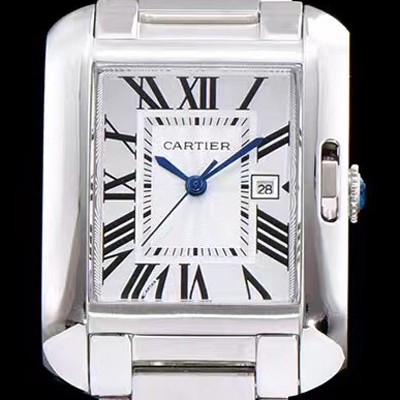 SA급 까르띠에 남성용 탱크 화이트 다이얼 쿼츠 무브먼트 CAR0010 xx
