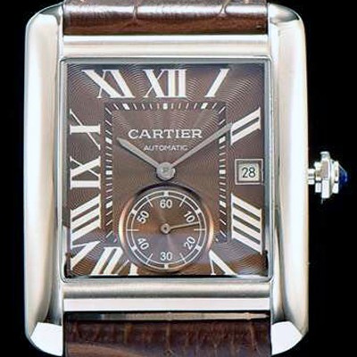 SA급 까르띠에 남성용 탱크 브라운 다이얼 오토매틱 무브먼트 CAR0521 xx