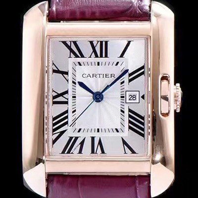 SA급 까르띠에 남성용 탱크 화이트 다이얼 쿼츠 무브먼트 CAR0055 xx