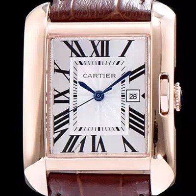 SA급 까르띠에 남성용 탱크 W5310004 워치 18k 로즈골드 케이스 화이트 다이얼 스위스 정품 쿼츠 무브먼트 CAR0050 xx