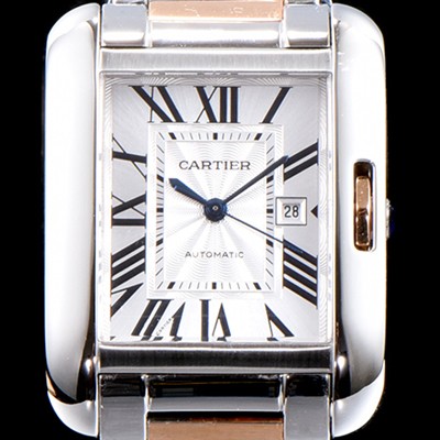 SA급 까르띠에 남성용 탱크 W5310007 화이트 다이얼 쿼츠 므브먼트 CAR0531 xx