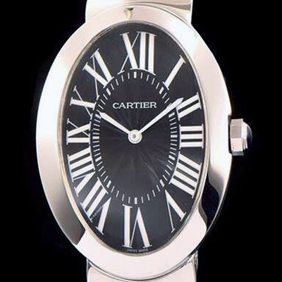 SA급 까르띠에 여성용 베누아 스위스 쿼츠 실버 베젤 블랙 다이얼 CAR0010 xx