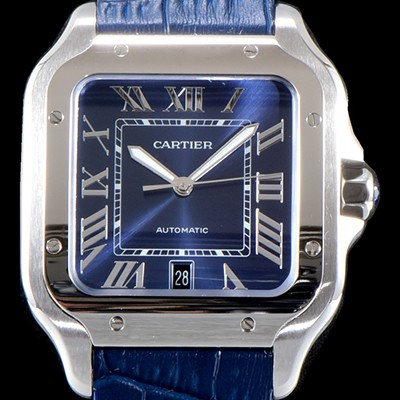 SA급 까르띠에 남성용 산토스 드 까르띠에 워치!! WSSA0013 라지모델 세컨드 크림빛 신형 블루 다이얼 오토매틱 무브먼트 CAR4420 xx