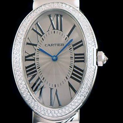 SA급 까르띠에 여성용 베누아 스위스 쿼츠 다이아몬드 실버 베젤 그레이 다이얼 CAR0010 xx