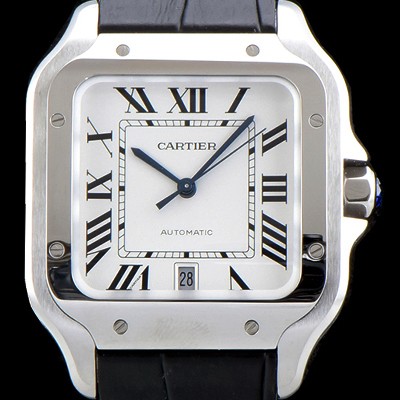 SA급 까르띠에 남성용 산토스 드 까르띠 WSSA0009 라지 모델-데이트 정품 동일 사이즈 실버 마감 오팔린 다이얼 오토매틱 무브먼트 CAR4000 xx