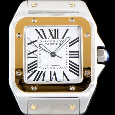 SA급 까르띠에 남성용 산토스 시리즈 100 W200728G 베스트 에디션 18k 옐로골드 투톤콤비 화이트 다이얼 브레이슬릿 오토매틱 무브먼트 CAR0009 xx