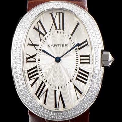 SA급 까르띠에 여성용 베누아 스위스 쿼츠 쥬얼리 베젤 화이트 다이얼 CAR0344 xx