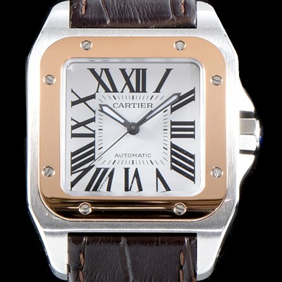 SA급 까르띠에 남여공용 산토스 드 까르띠에 W20107X7 18K 로즈골드 베젤 화이트 다이얼 CAR0011 xx