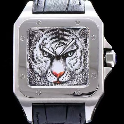 SA급 까르띠에 남성용 산토스 시리즈 백호 다이얼 쿼츠 무브먼트 CAR0500 xx