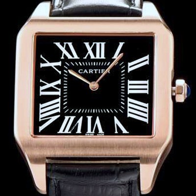 SA급 까르띠에 남여공용 산토스 시리즈 9015 무브먼트 로즈골드 베젤 블랙 다이얼 CAR0014 xx