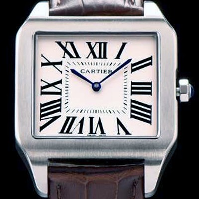 SA급 까르띠에 남여공용 산토스 시리즈 9015 무브먼트 실버 베젤 화이트 다이얼 CAR0010 xx